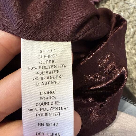 Maggy London Burgundy Crushed Velvet Midi Dress, Long Sleeve, Size 2 - Picture 9 of 14